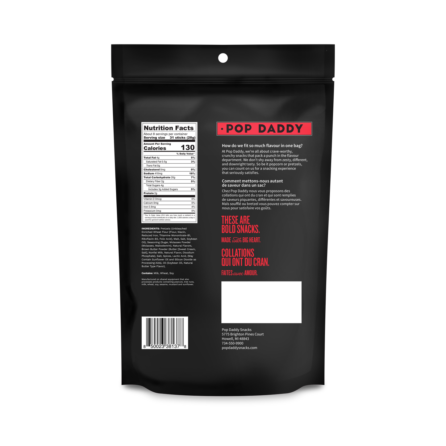 Pop Daddy – Maple & Brown Butter Seasoned Pretzels 7.5oz