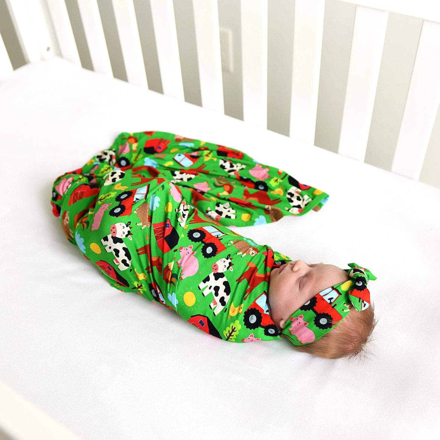 Tanner Swaddle Farm Bamboo Baby Blanket Farm Animals