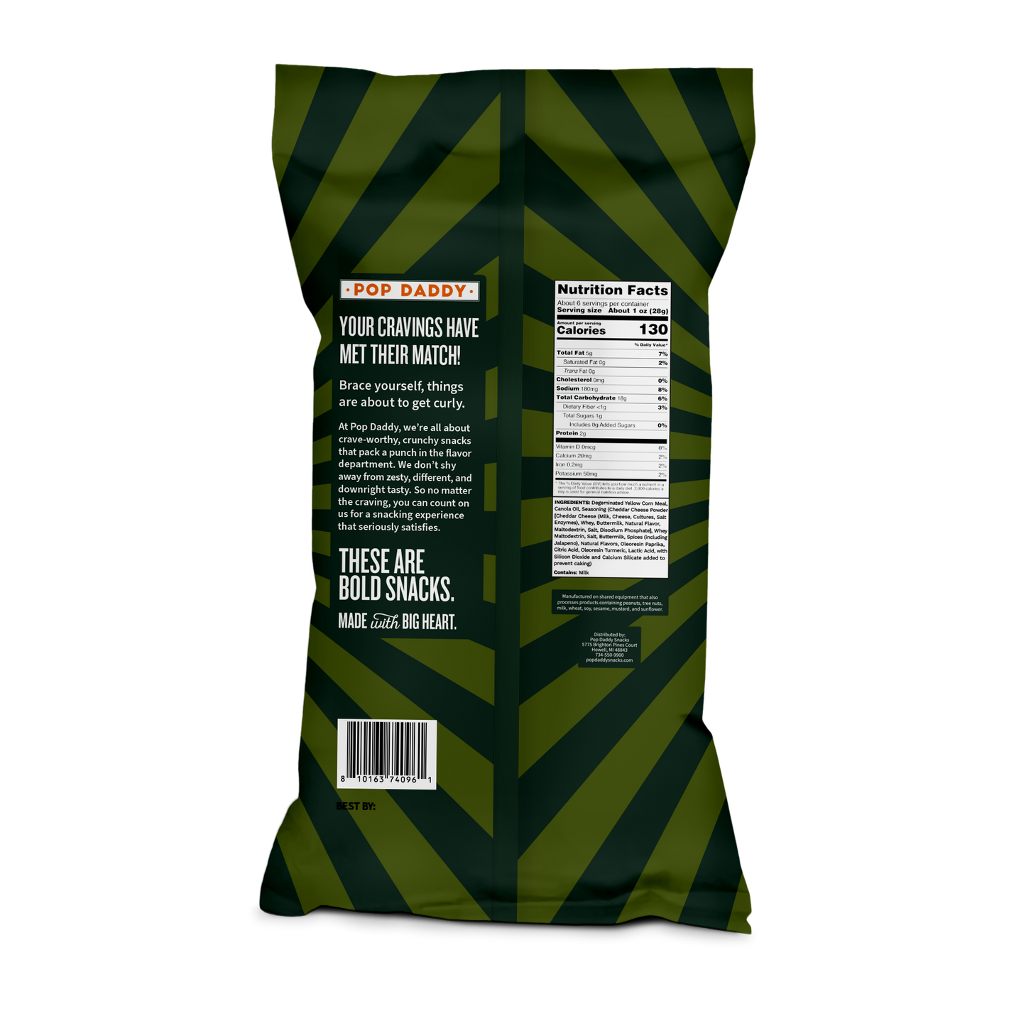 Pop Daddy Snacks Baked Curls- Jalapeno Cheddar