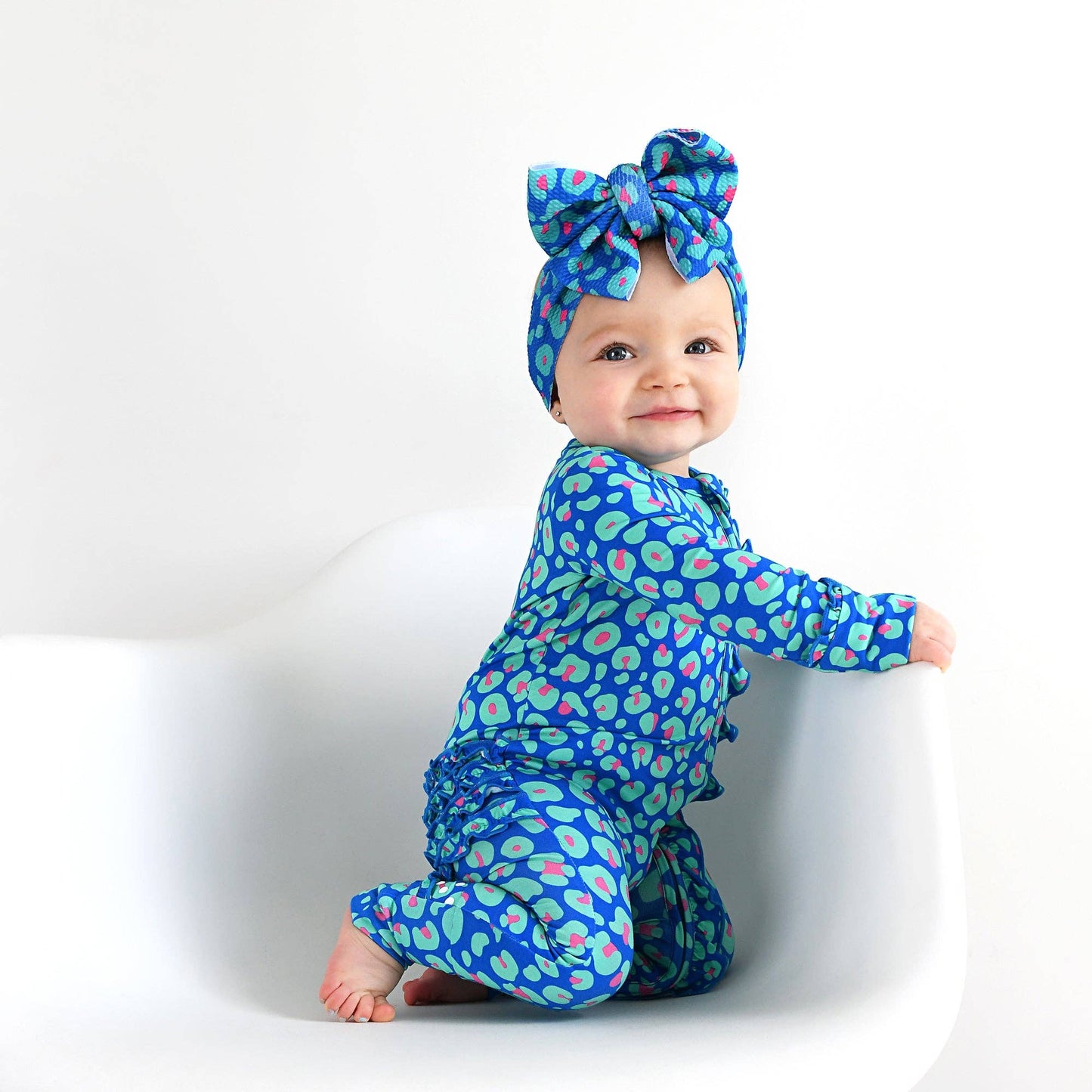 Miley Leopard Ruffle Zip Bamboo Baby Sleepies Little