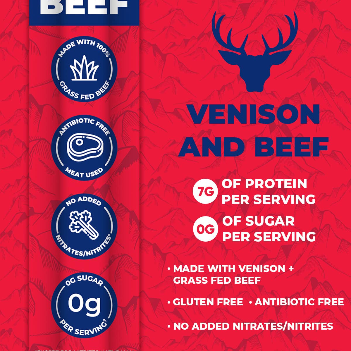 Venison & Grass Fed Beef Snack Sticks -