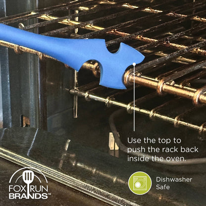 Fox Run Silicone Oven Rack Puller and Pusher, Navy, 10"