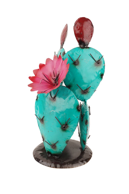 Blooming Metal Prickly Cactus-Garden-Yard Art-8x8x17H inches
