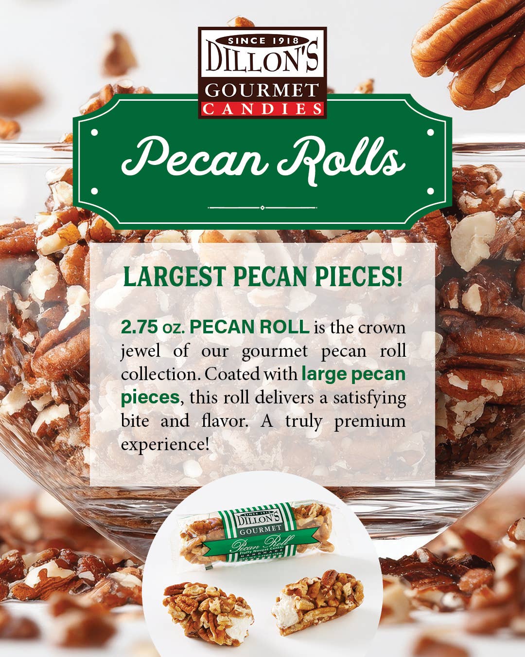 Roll, Pecan Log, 2.75 oz., Gourmet, Large Pecans