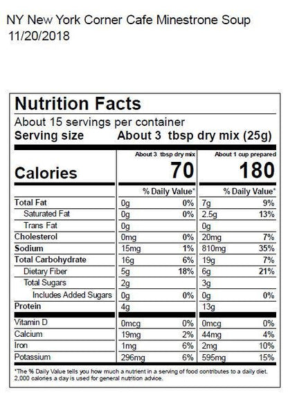 New York Corner Café Minestrone Soup  Mix