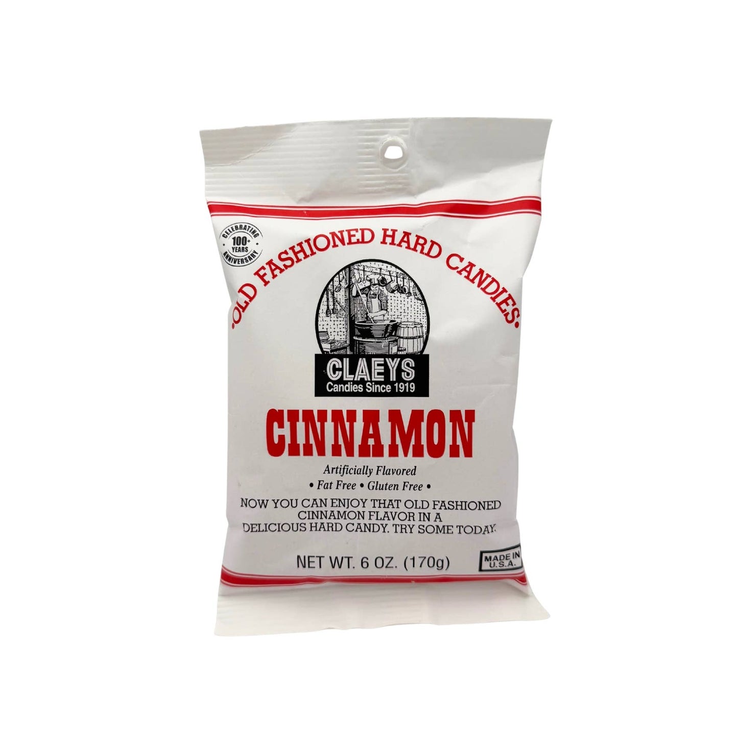 Claeys Old Fashioned Hard Candy Cinnamon Drops 6oz Bag,